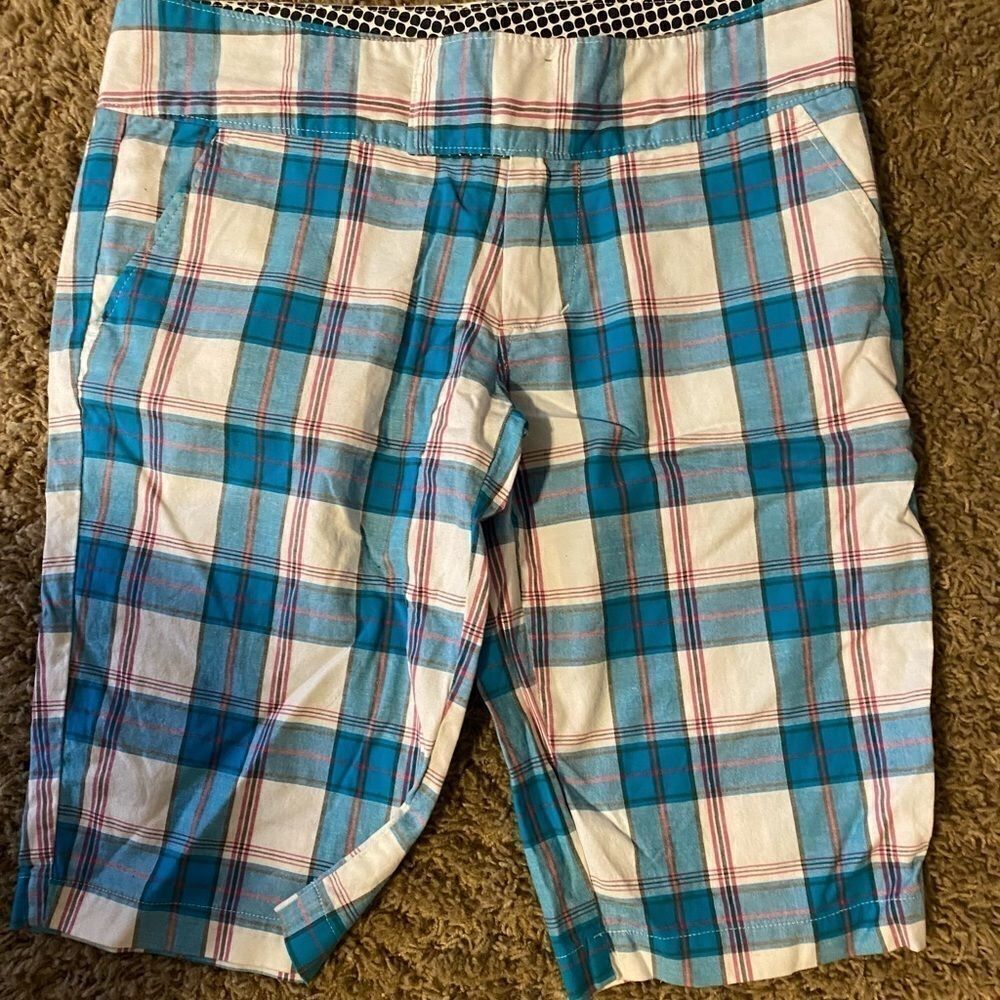 Roxy blue plaid shorts size 3